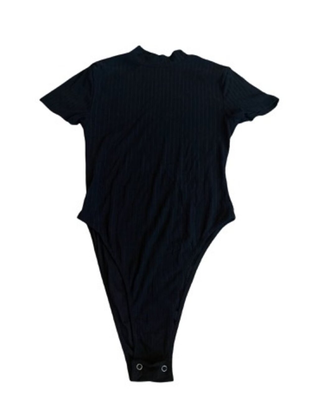 Capella Black Ribbed Mock Neck Sleeve Bodysuit Formfitting Fitted Medium Women's